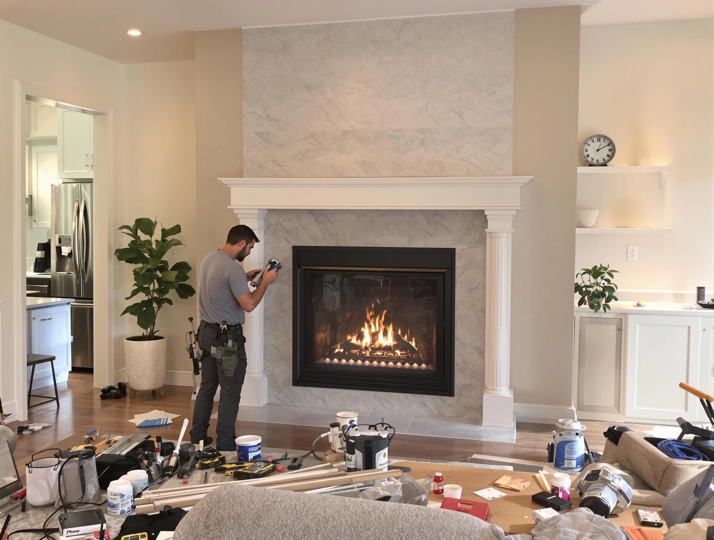 Newly installed fireplace by Saugus Chimney Sweep in Saugus, MA