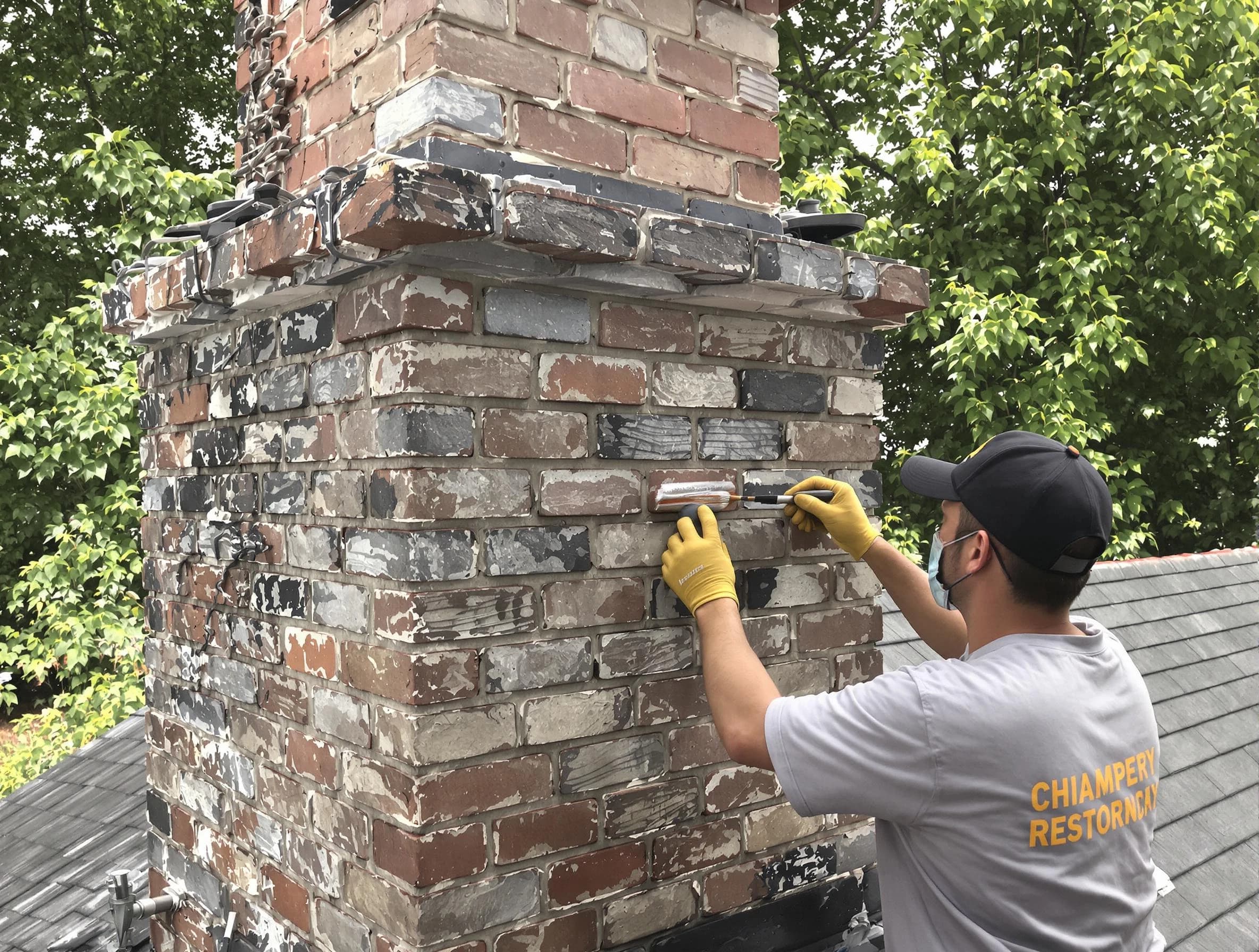 In-progress chimney restoration by Saugus Chimney Sweep in Saugus, MA