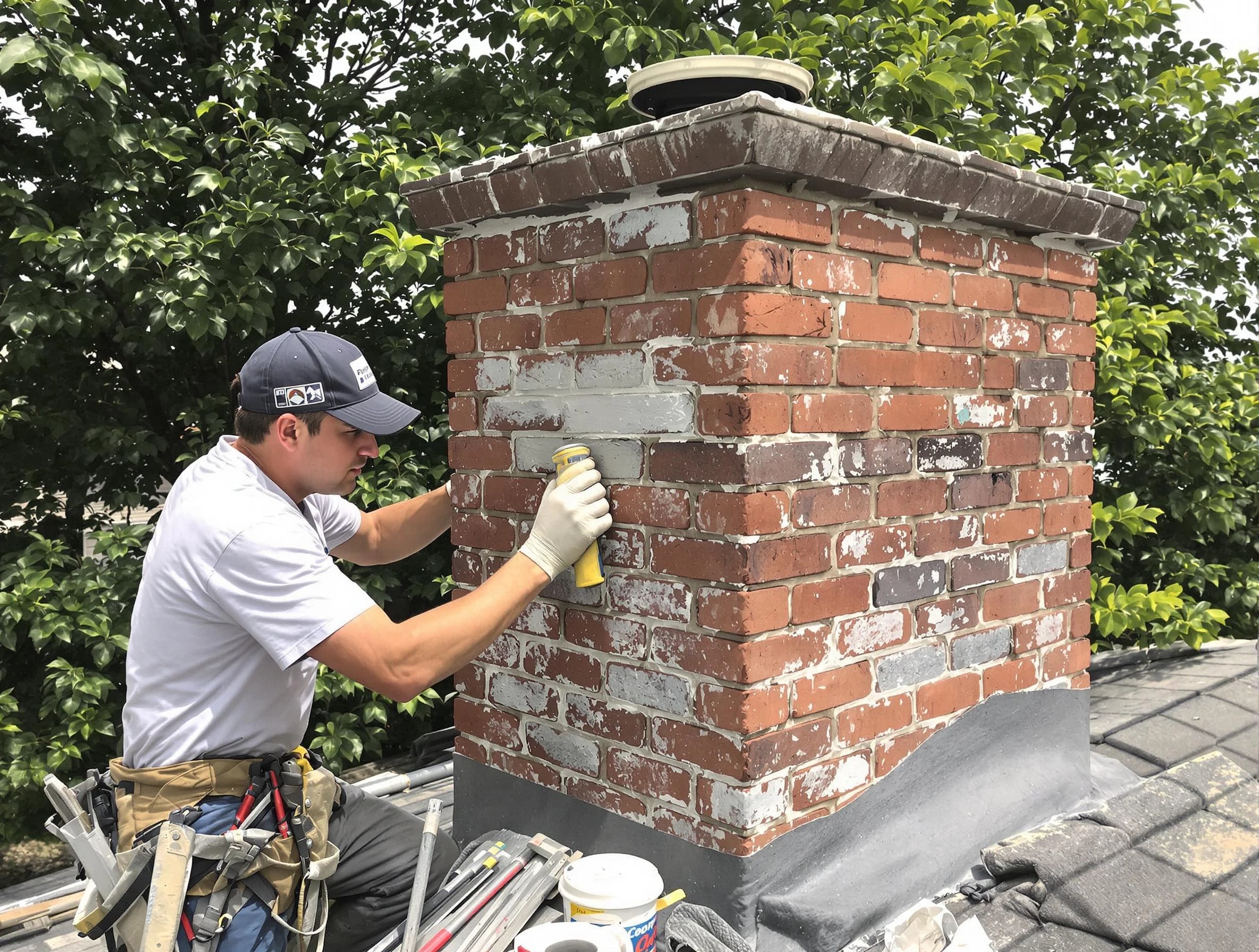 Saugus Chimney Sweep restoring an aging chimney in Saugus, MA