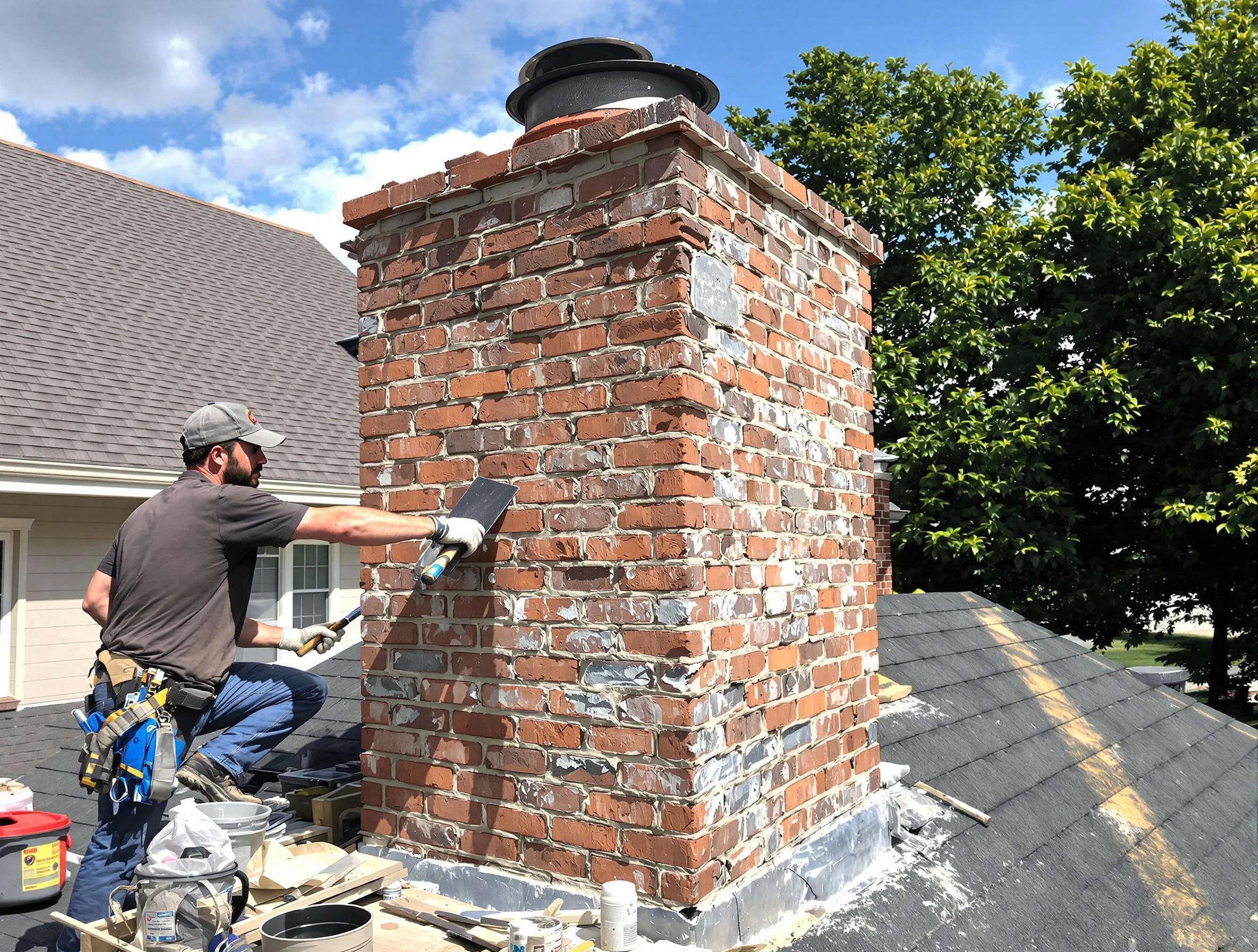 Completed chimney rebuild by Saugus Chimney Sweep in Saugus, MA