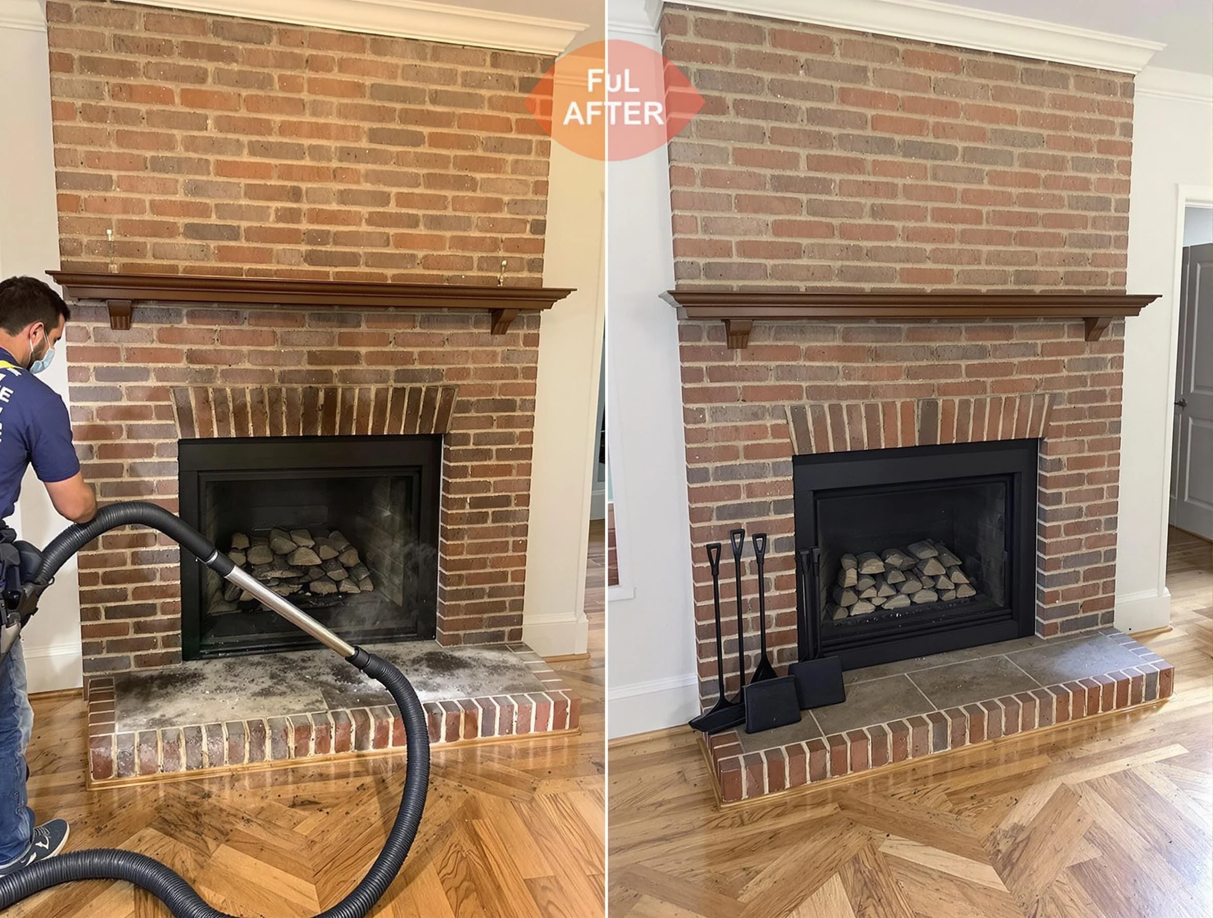 Saugus Chimney Sweep carefully sanitizing a fireplace in Saugus, MA