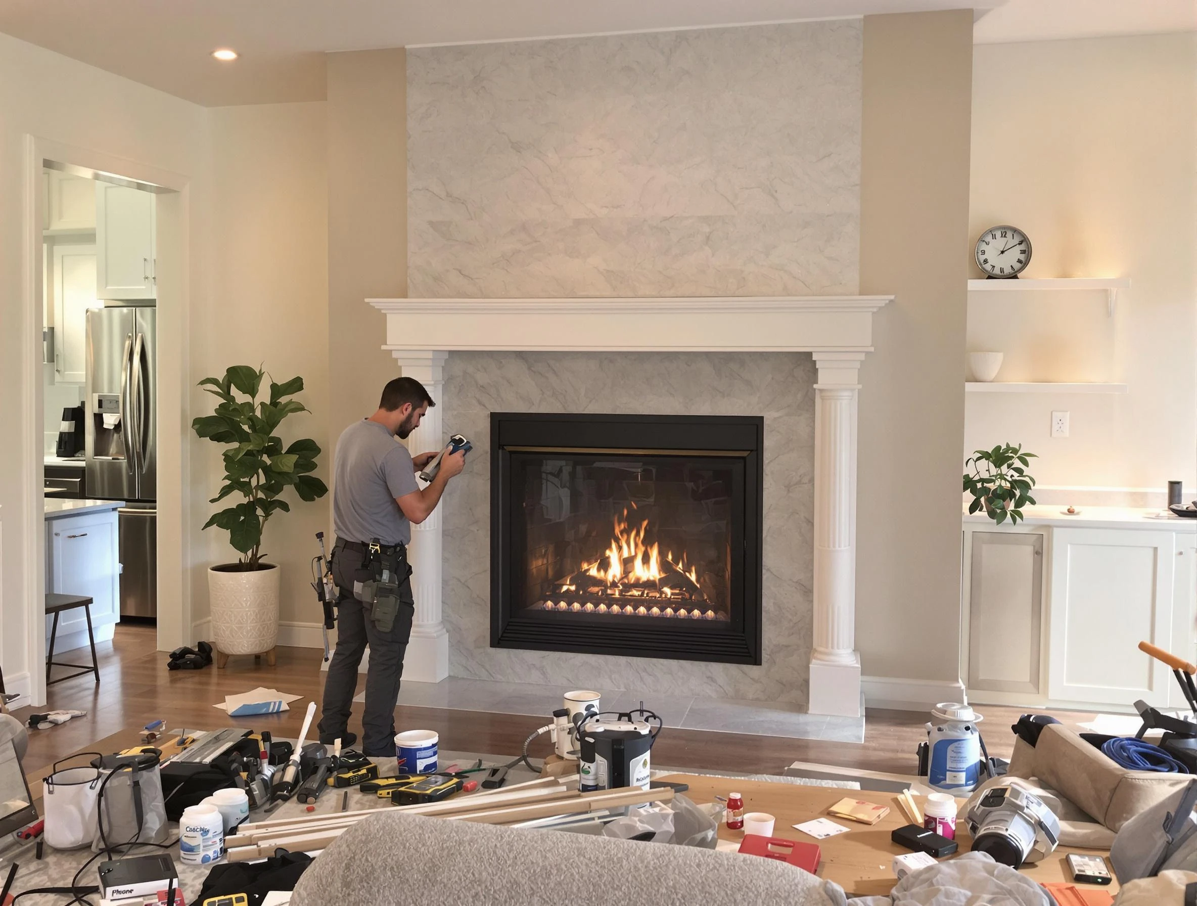 Newly installed fireplace by Saugus Chimney Sweep in Saugus, MA